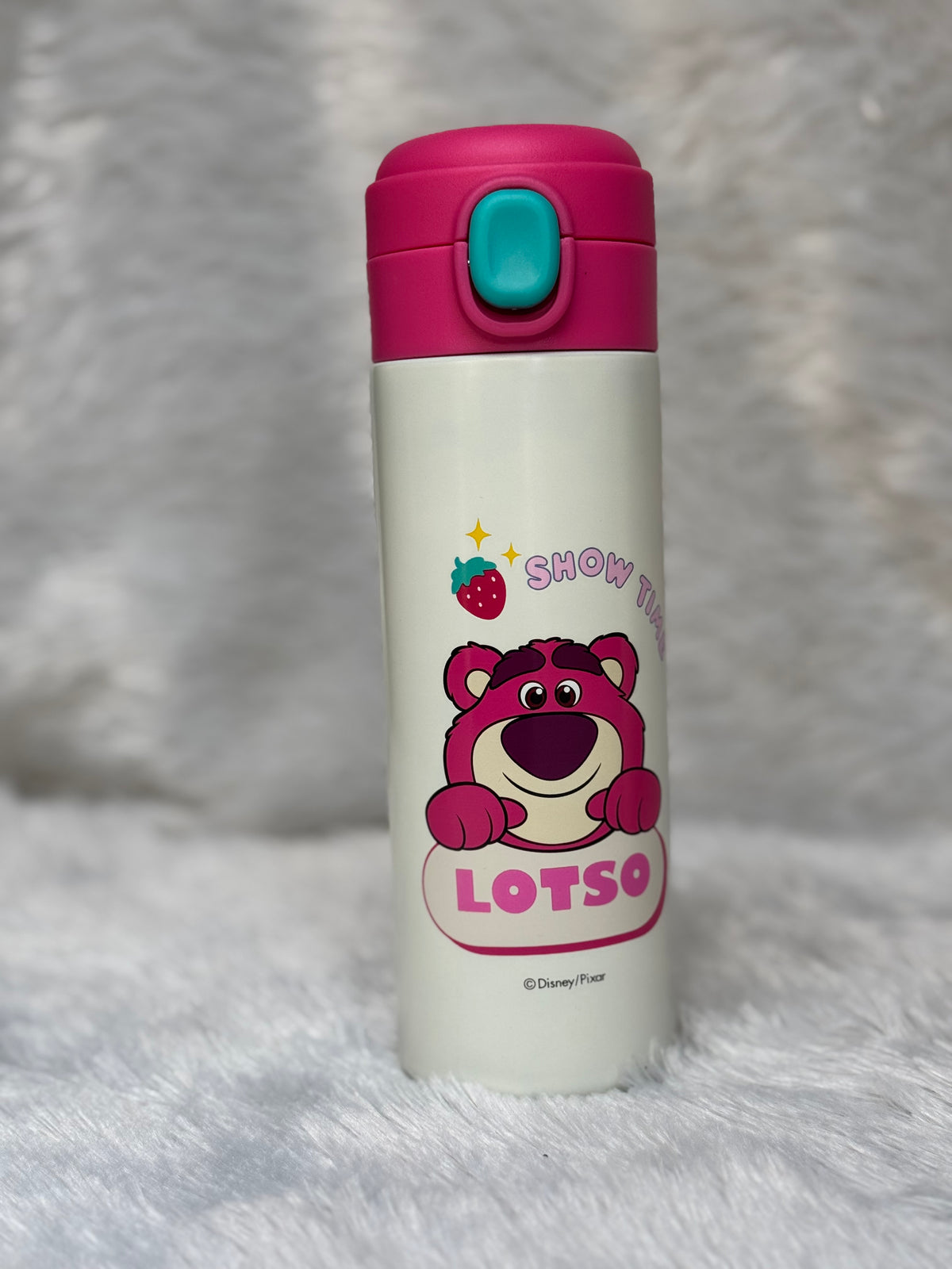 Authentic Disney "Cute Power Attack" Insulated Water Bottle – Push Button Lid (Stitch, Lotso, Judy, Nick)