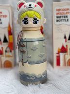 Premium Cute Cartoon Bear Character Insulated Water Bottle with 3D Cap - 500ml / Green