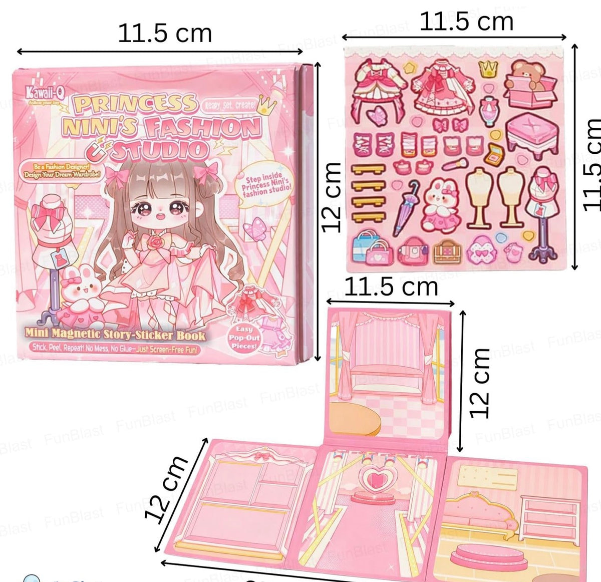Princess Dress-Up Magnetic Sticker Activity Book for Girls - Reusable Fashion Doll Sticker Set with Clothes, Accessories & Wardrobe Playset, Creative DIY Learning Toy (Princess)