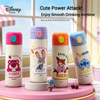 Authentic Disney "Cute Power Attack" Insulated Water Bottle – Push Button Lid (Stitch, Lotso, Judy, Nick)
