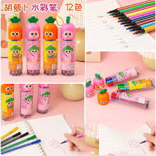 cute cartoon carrot-themed 12-piece watercolor marker pens