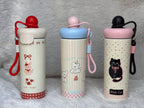 Bow Catty Stainless Steel Tumbler Water Bottle for Kids & Adults, Black Ball Lid Series, 650ml-Black
