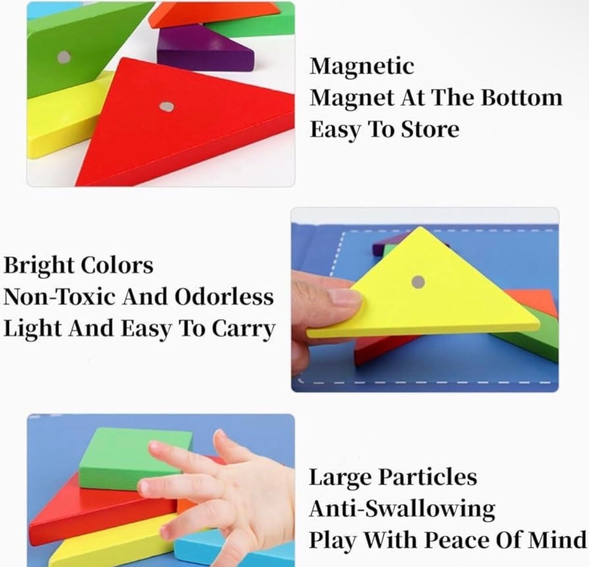 Magnetic Tangram Puzzle Book, an educational STEM toy designed for spatial reasoning, logic, and fine motor skill development.