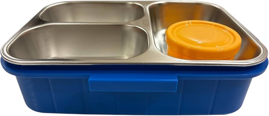 800ml Stainless Steel Lunch Box for School Children Food Storage Container 2-Compartment Kids Metal Lunch Box with Fork Spoon