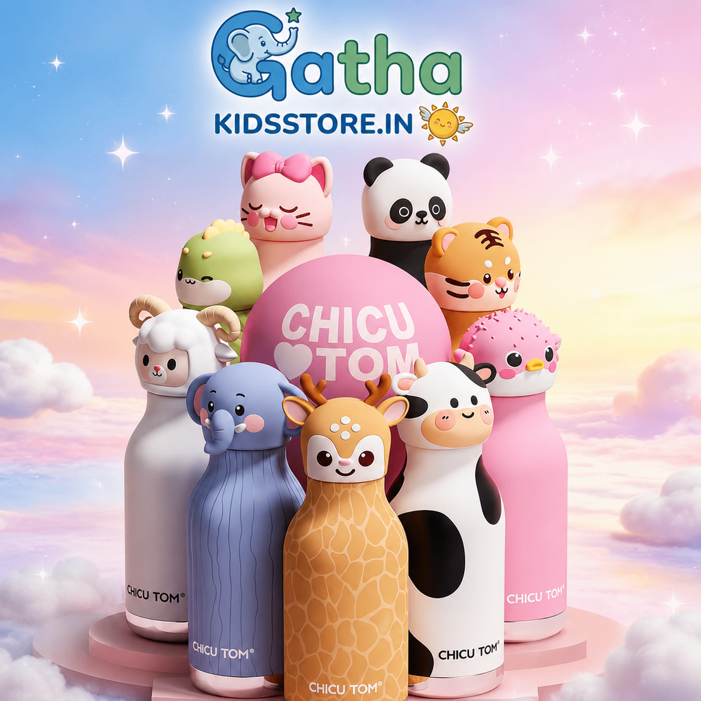 Chicu Tom Kids Cartoon Water Bottle | Cute Animal design | Kids school & Travel Bottle