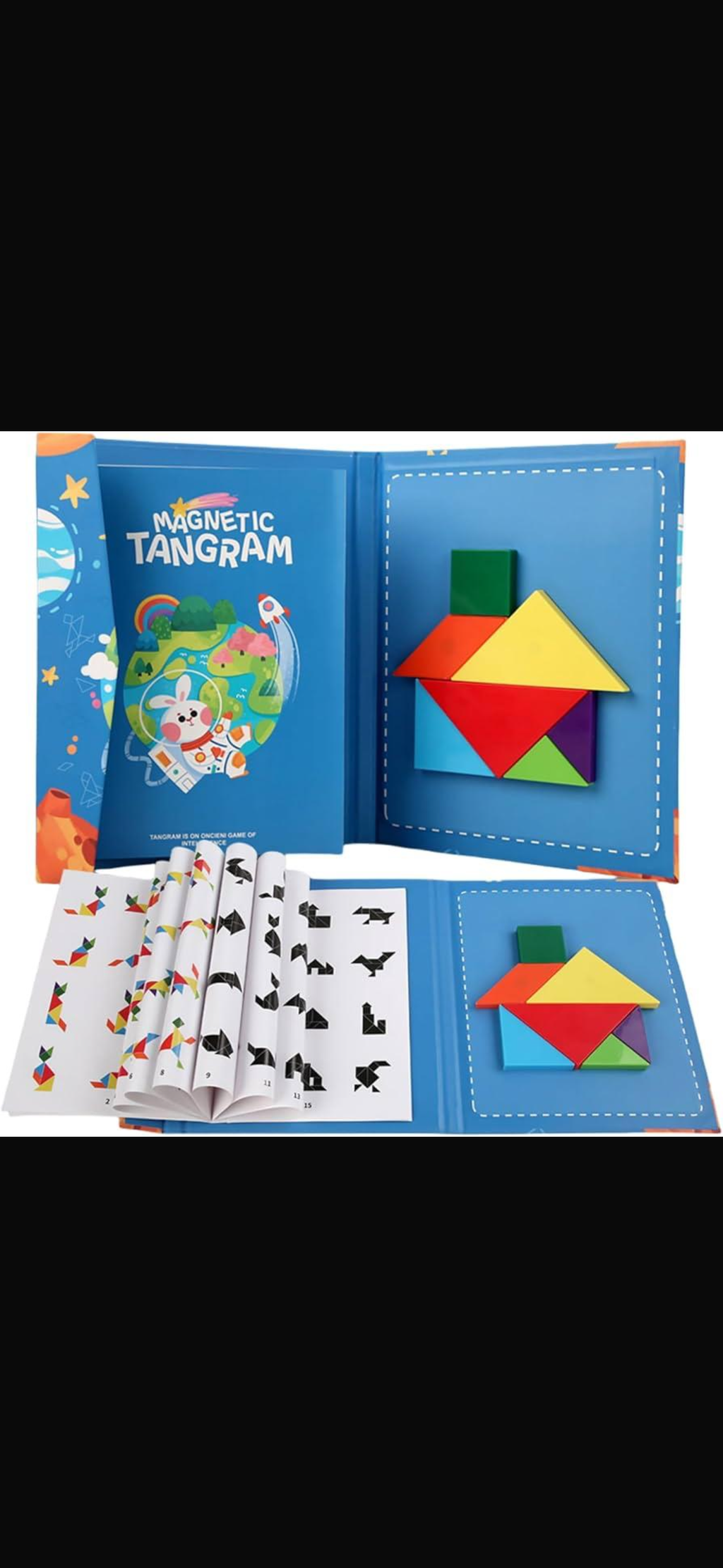 Magnetic Tangram Puzzle Book, an educational STEM toy designed for spatial reasoning, logic, and fine motor skill development.