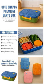 800ml Stainless Steel Lunch Box for School Children Food Storage Container 2-Compartment Kids Metal Lunch Box with Fork Spoon