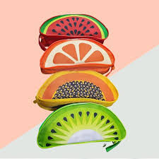 Fruit Shaped Pencil Pouch for Kids – Zipper Closure, Multi-Color Case, Watermelon Kiwi Papaya Orange Design, Pack of 1 Lightweight Zipper