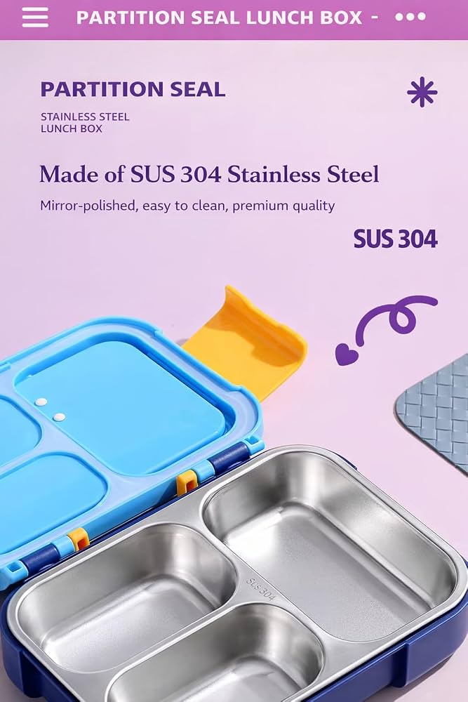 Single grid stainless steel lunch box with bowl ( 500ml+ 80ML )