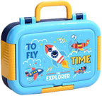 Kids Stainless Steel Lunch Box 650ml + 80ml Sauce Cup, 3 Compartment Cartoon Bento Box (Mermaid, Alpaca & Space), Leak-Proof SUS304 Tiffin for School & Kids