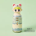 Premium Cute Cartoon Bear Character Insulated Water Bottle with 3D Cap - 500ml / Green