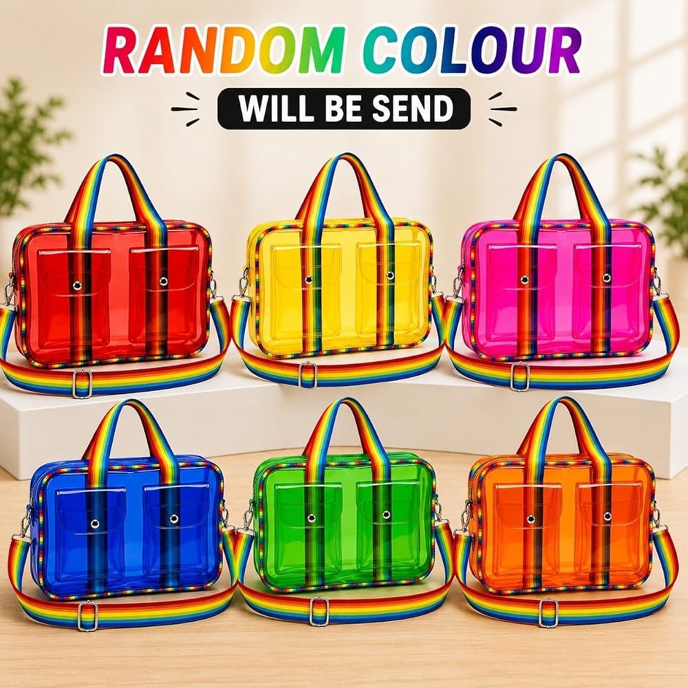 Transparent Jelly Tote Bag, Stylish PVC Waterproof Handbag for Women & Girls, Lightweight Travel & Gym Carry Bag, Daypack for Teens & Kids - Cute Travel, Beach & Casual Carry Bag, Pack of 1 Pcs