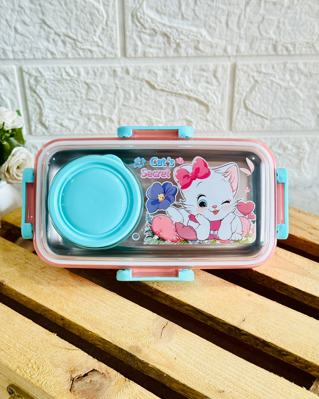Single grid stainless steel lunch box with bowl ( 500ml+ 80ML )