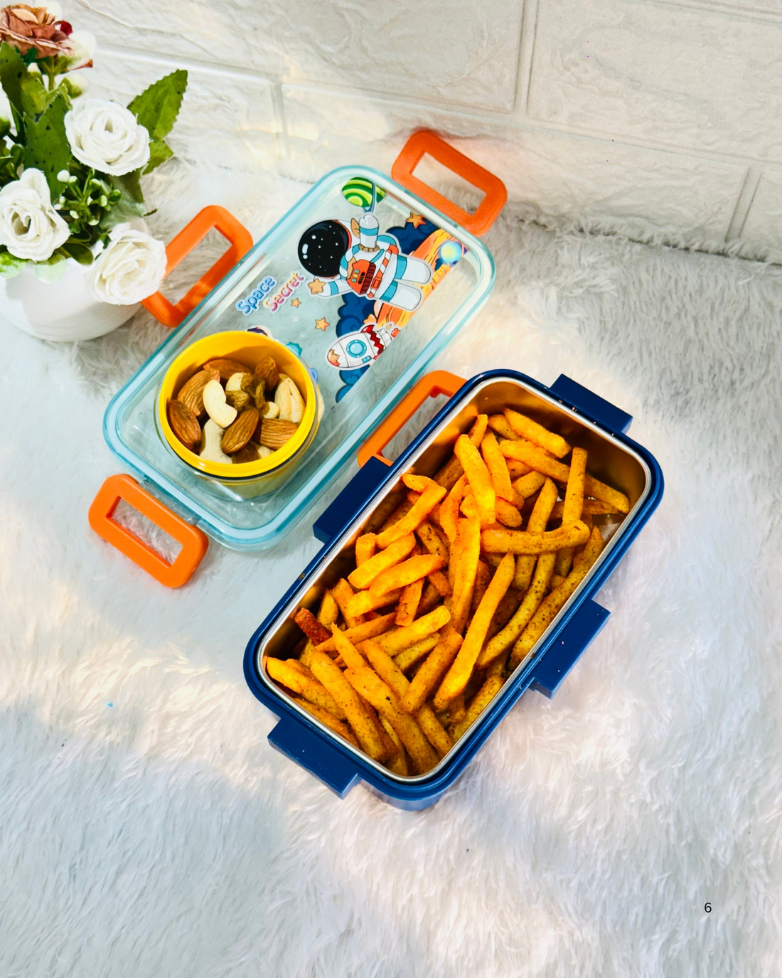 Single grid stainless steel lunch box with bowl ( 500ml+ 80ML )