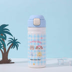 Portable Stainless Steel Drinkware Cartoon Animal Tumbler with Straw Bounce Lid Features a Stylish Rope Handle