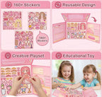 Princess Dress-Up Magnetic Sticker Activity Book for Girls - Reusable Fashion Doll Sticker Set with Clothes, Accessories & Wardrobe Playset, Creative DIY Learning Toy (Princess)