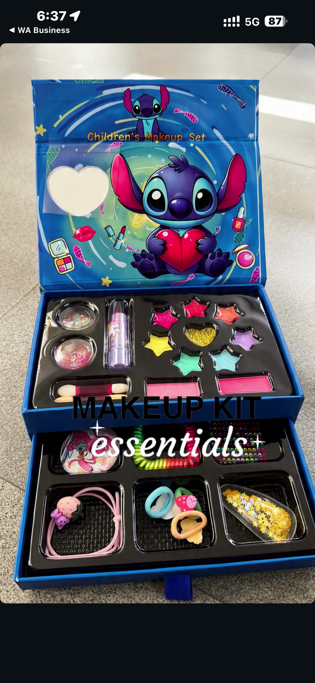 Stitch-Themed 2-Tier Children's Makeup & Accessory Set