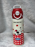 Kids Insulated Stainless Steel Water Bottle - 500ml/600ml Leak-Proof Sipper Thermos with One-Click Flip Top Lid & Pop-Up Straw | Cute Cartoon Animal Series for School, Travel, and Outdoor Adventures