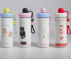 Bow Catty Stainless Steel Tumbler Water Bottle for Kids & Adults, Black Ball Lid Series, 650ml-Black
