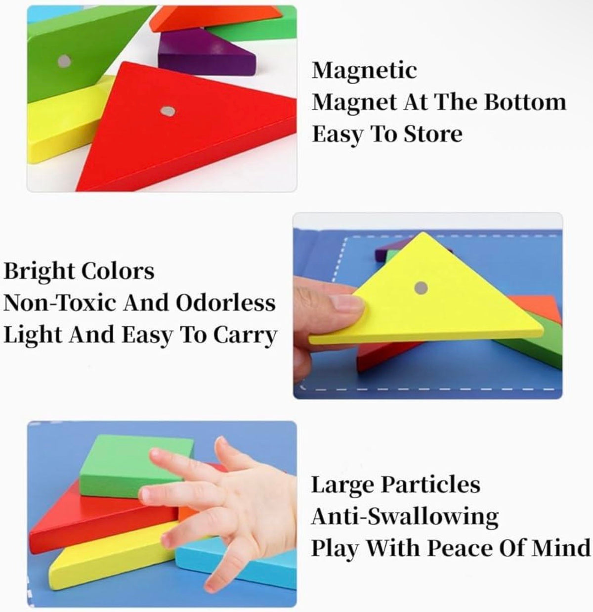 Magnetic Tangram Puzzle Book, an educational STEM toy designed for spatial reasoning, logic, and fine motor skill development.