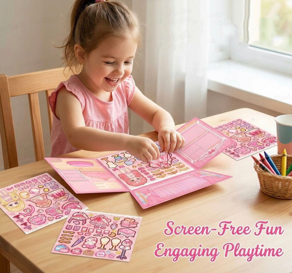 Princess Dress-Up Magnetic Sticker Activity Book for Girls - Reusable Fashion Doll Sticker Set with Clothes, Accessories & Wardrobe Playset, Creative DIY Learning Toy (Princess)