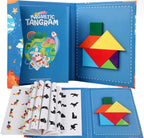 Magnetic Tangram Puzzle Book, an educational STEM toy designed for spatial reasoning, logic, and fine motor skill development.