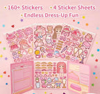 Princess Dress-Up Magnetic Sticker Activity Book for Girls - Reusable Fashion Doll Sticker Set with Clothes, Accessories & Wardrobe Playset, Creative DIY Learning Toy (Princess)