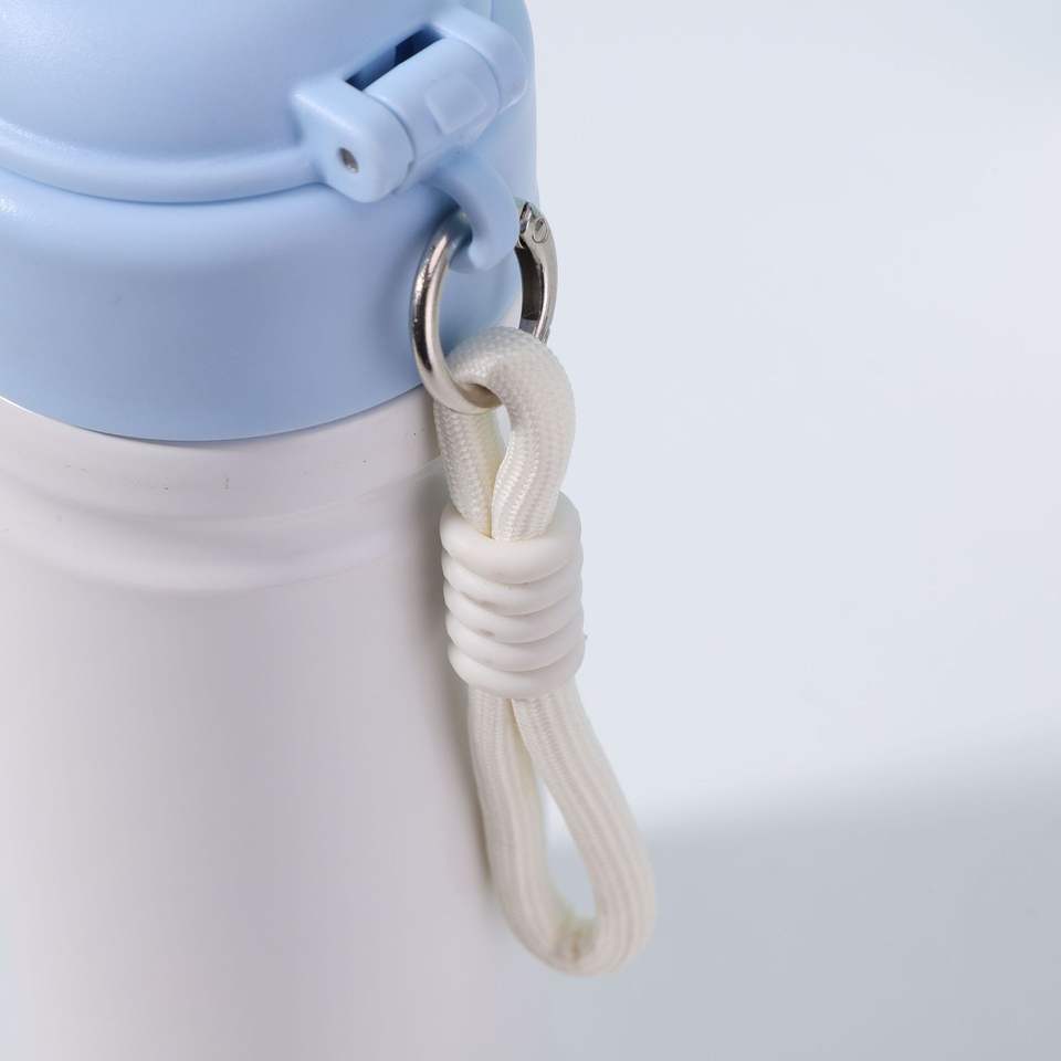 Portable Stainless Steel Drinkware Cartoon Animal Tumbler with Straw Bounce Lid Features a Stylish Rope Handle