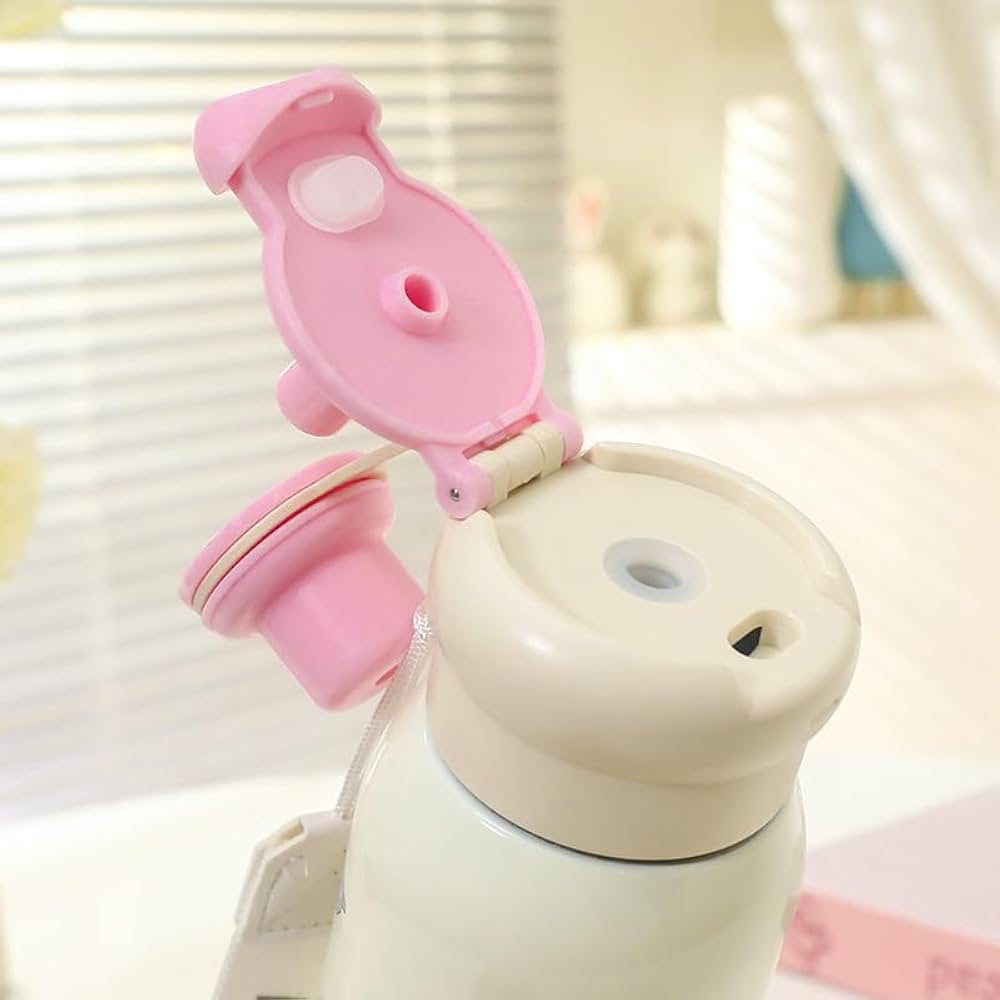 Water Bottle For Kids | Leakproof Dual Cap Water Bottle with Straw | Double Drinking Sipper Bottle With Portable Handle | BPA-Free | Easy To Carry For Girls & Boys - 500ML