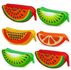 Fruit Shaped Pencil Pouch for Kids – Zipper Closure, Multi-Color Case, Watermelon Kiwi Papaya Orange Design, Pack of 1 Lightweight Zipper