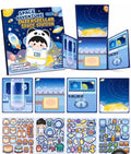 Space Adventure: Interstellar Space Station Magnetic Play Set 4 Fold-Out Magnetic Play Book, 4 Reusable Magnetic Sticker Sheets