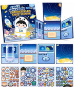 Space Adventure: Interstellar Space Station Magnetic Play Set 4 Fold-Out Magnetic Play Book, 4 Reusable Magnetic Sticker Sheets