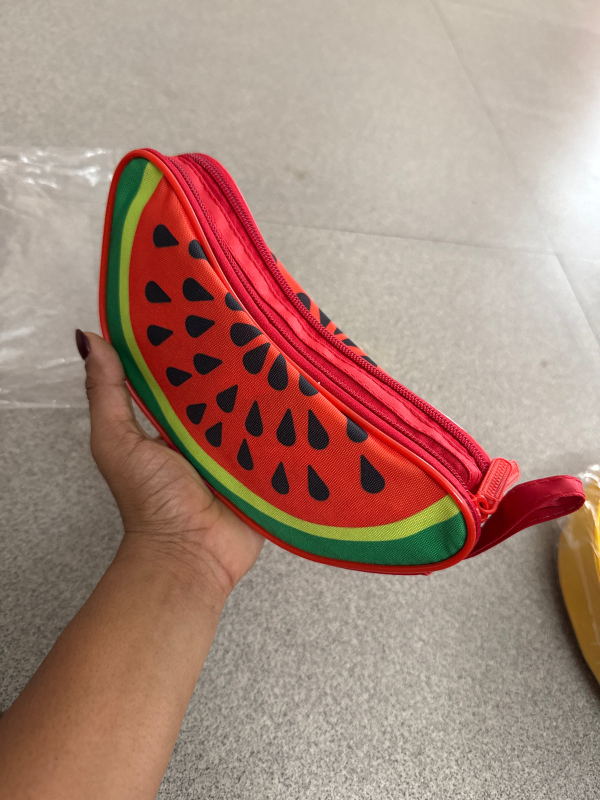 Fruit Shaped Pencil Pouch for Kids – Zipper Closure, Multi-Color Case, Watermelon Kiwi Papaya Orange Design, Pack of 1 Lightweight Zipper