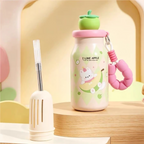 Cute Fruit Lid Insulated Water Bottle 400ml with Straw & Beaded Strap for Kids