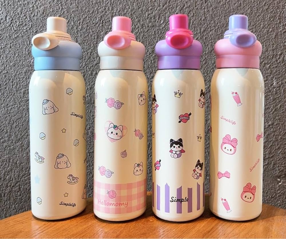 Water Bottle For Kids | Leakproof Dual Cap Water Bottle with Straw | Double Drinking Sipper Bottle With Portable Handle | BPA-Free | Easy To Carry For Girls & Boys - 500ML