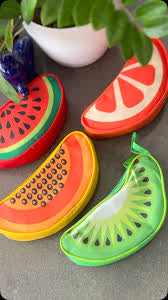 Fruit Shaped Pencil Pouch for Kids – Zipper Closure, Multi-Color Case, Watermelon Kiwi Papaya Orange Design, Pack of 1 Lightweight Zipper