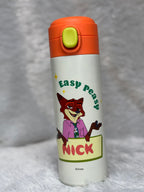 Authentic Disney "Cute Power Attack" Insulated Water Bottle – Push Button Lid (Stitch, Lotso, Judy, Nick)