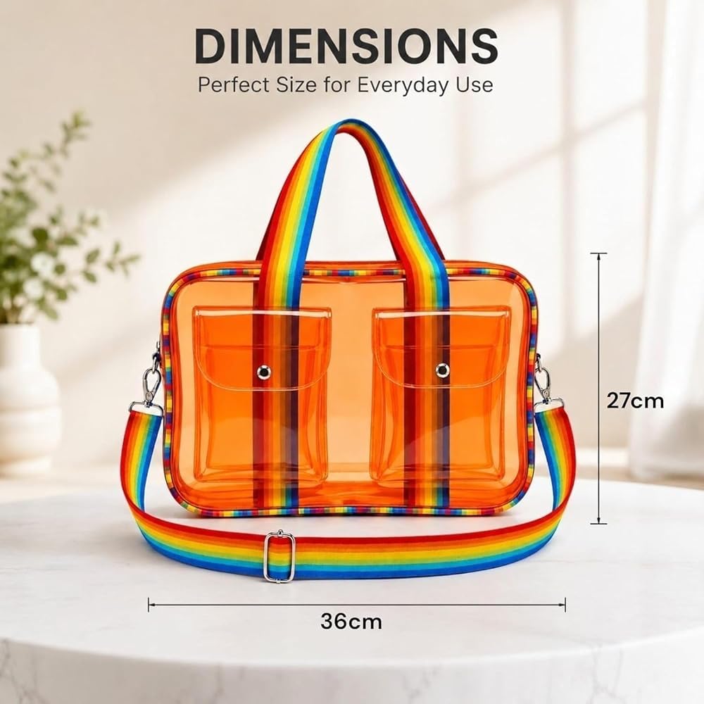 Transparent Jelly Tote Bag, Stylish PVC Waterproof Handbag for Women & Girls, Lightweight Travel & Gym Carry Bag, Daypack for Teens & Kids - Cute Travel, Beach & Casual Carry Bag, Pack of 1 Pcs