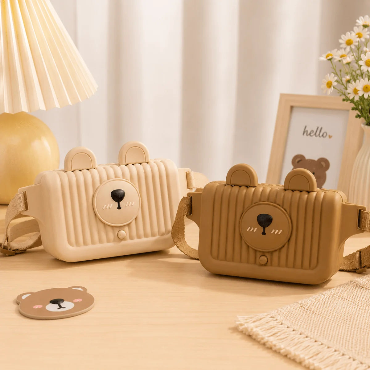 Premium Cute Bear Silicone Crossbody Waist Bag for Kids – Lightweight 3-Way Travel Sling & Chest Pack