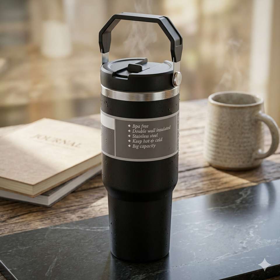 Double Wall Stainless Steel Tumbler with Straw Insulated Water Bottle Stainless Steel Tumbler
(900 ml)