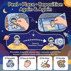 Space Adventure: Interstellar Space Station Magnetic Play Set 4 Fold-Out Magnetic Play Book, 4 Reusable Magnetic Sticker Sheets