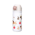 Portable Stainless Steel Drinkware Cartoon Animal Tumbler with Straw Bounce Lid Features a Stylish Rope Handle