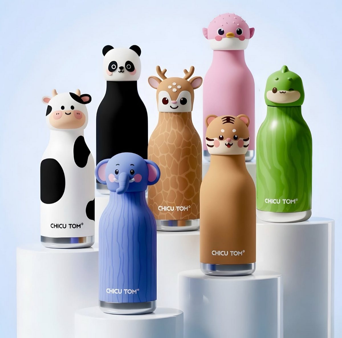Chicu Tom Kids Cartoon Water Bottle | Cute Animal design | Kids school & Travel Bottle