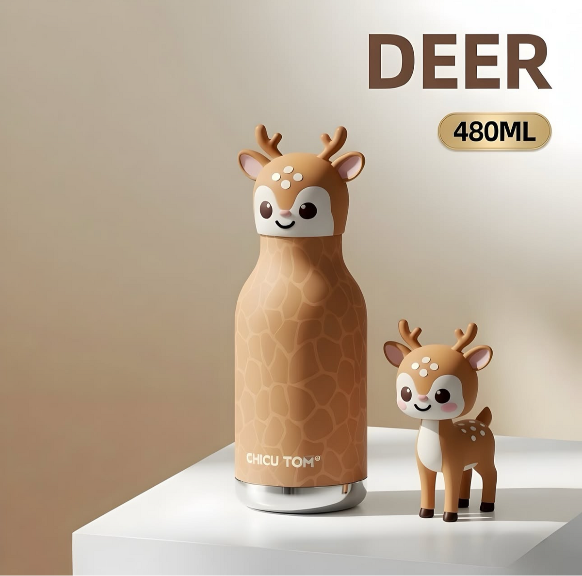 Chicu Tom Kids Cartoon Water Bottle | Cute Animal design | Kids school & Travel Bottle