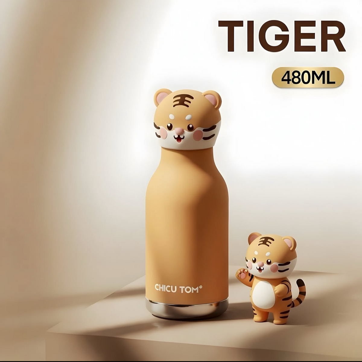 Chicu Tom Kids Cartoon Water Bottle | Cute Animal design | Kids school & Travel Bottle