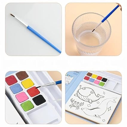 Water Painting Book For Kids, Pack Of 1, Coloring Activity With Watercolors And Brushes, Portable & Educational, Ideal For Kids, Gifting, Learning And Fun, Multicolour