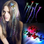 LED Flashing Light Butterfly Hair Clip | Braid Optical Fibber Hairpin Party Decor | Girl and Women Party Favours