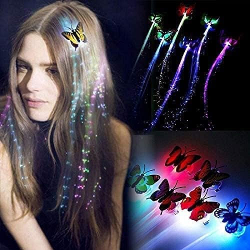LED Flashing Light Butterfly Hair Clip | Braid Optical Fibber Hairpin Party Decor | Girl and Women Party Favours