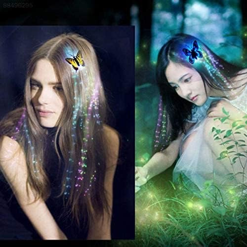 LED Flashing Light Butterfly Hair Clip | Braid Optical Fibber Hairpin Party Decor | Girl and Women Party Favours