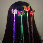 LED Flashing Light Butterfly Hair Clip | Braid Optical Fibber Hairpin Party Decor | Girl and Women Party Favours